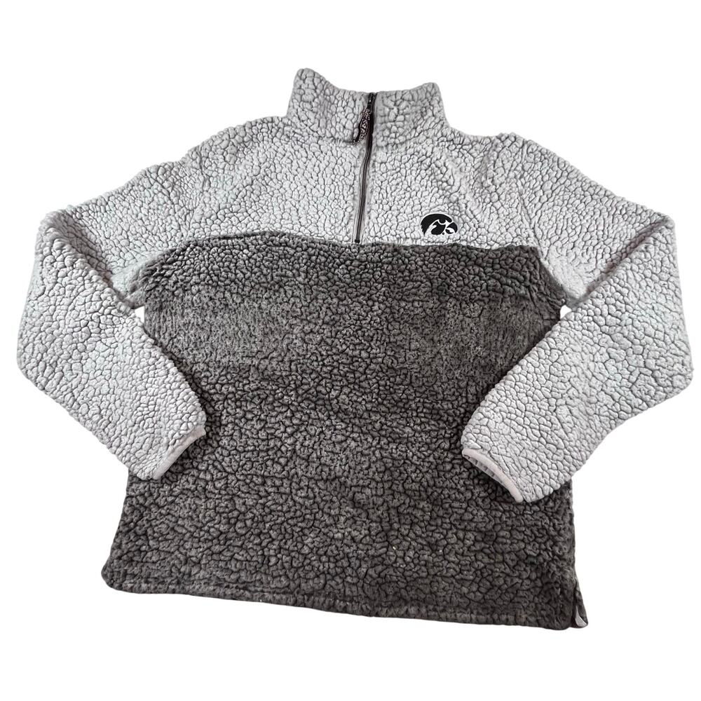 Summit Sportswear Iowa Hawkeyes Sherpa 1/4 Zip Sweater Gray/White Women’s Sz M
